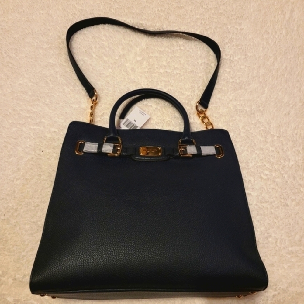 👜NWT Michael Michael Kors Blue Leather North South Hamilton Tote